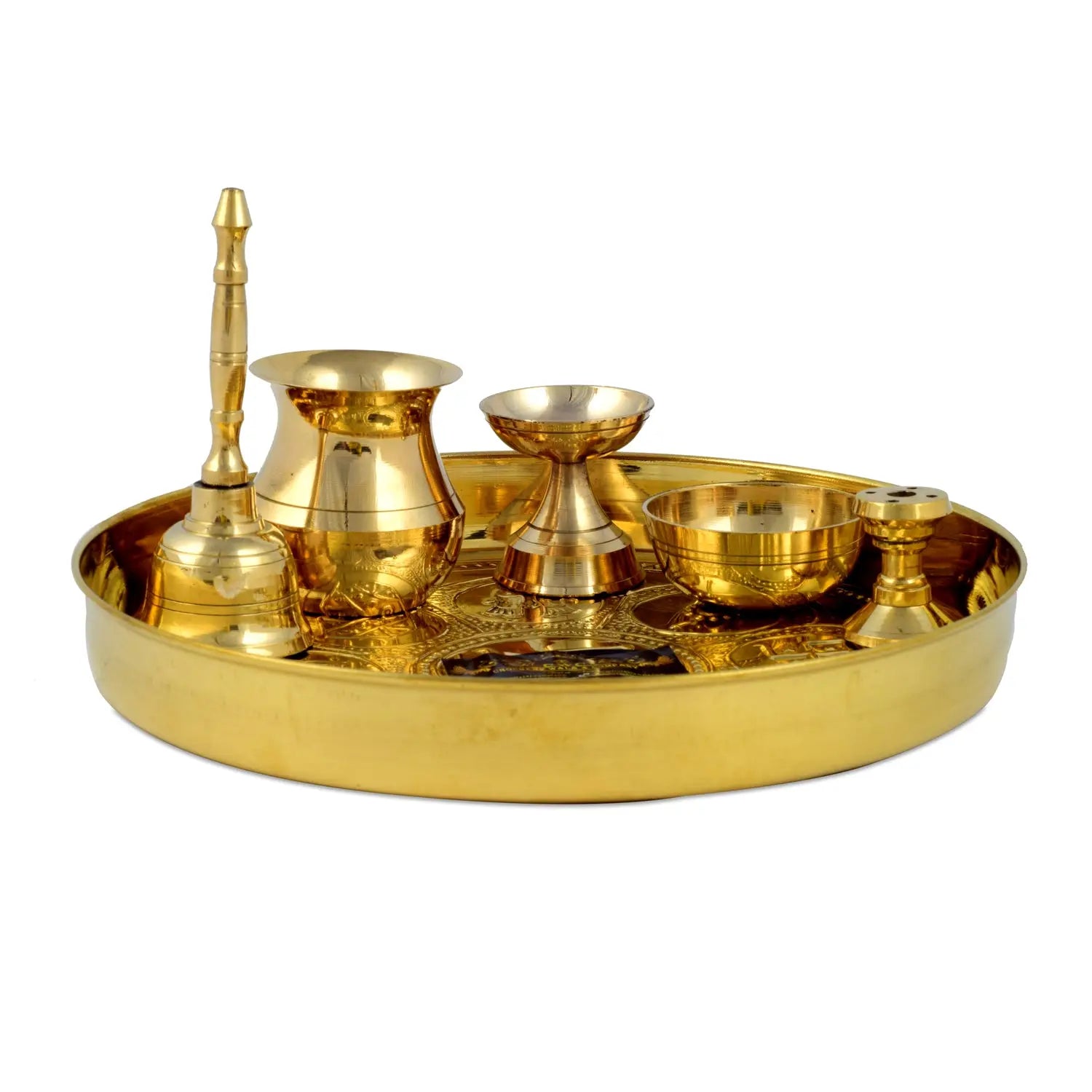 Asthmangal Brass Thali Set for Pooja/lakshmipooja/diwalipooja/gifting - CROCKERY WALA AND COMPANY