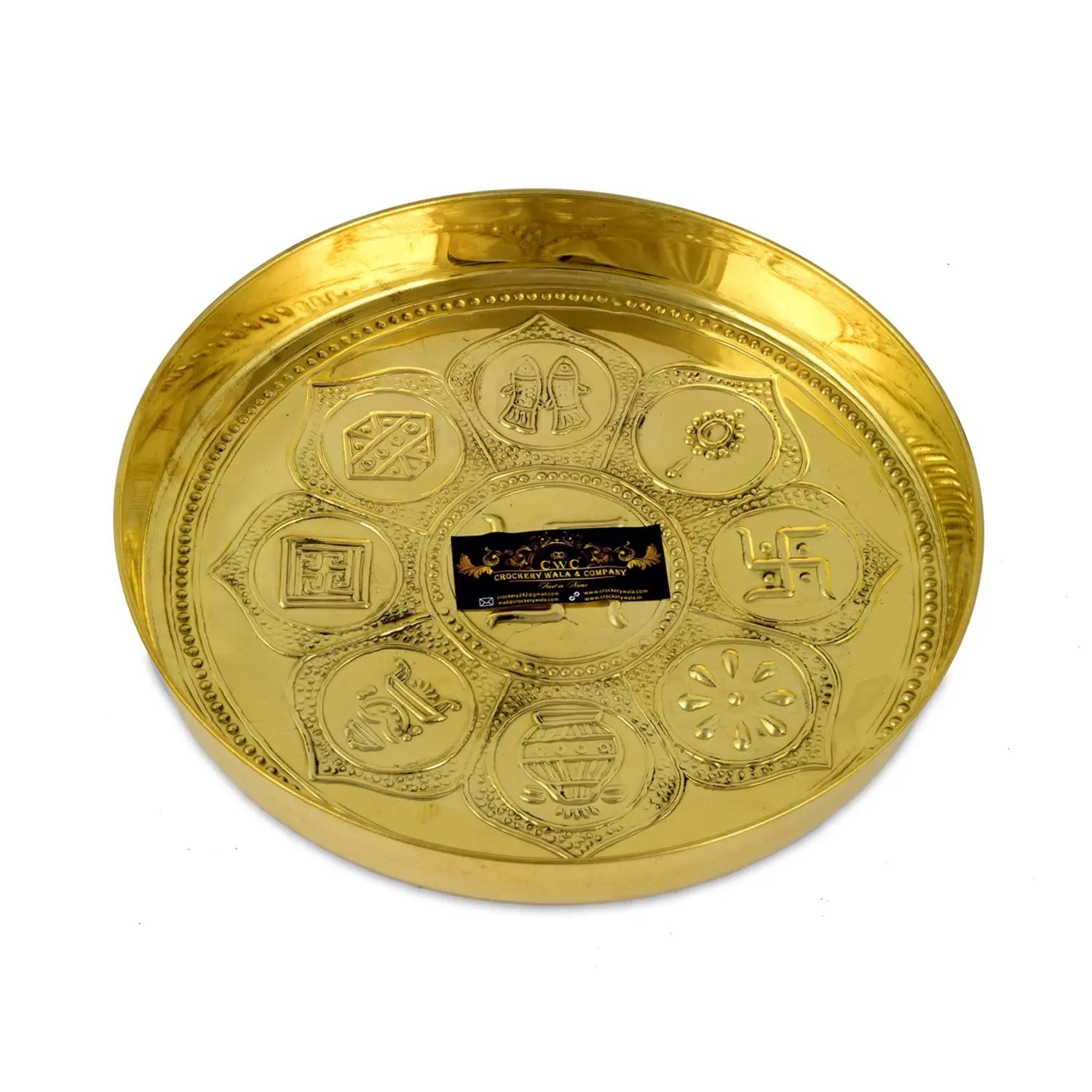 Asthmangal Brass Thali Set for Pooja/lakshmipooja/diwalipooja/gifting - CROCKERY WALA AND COMPANY