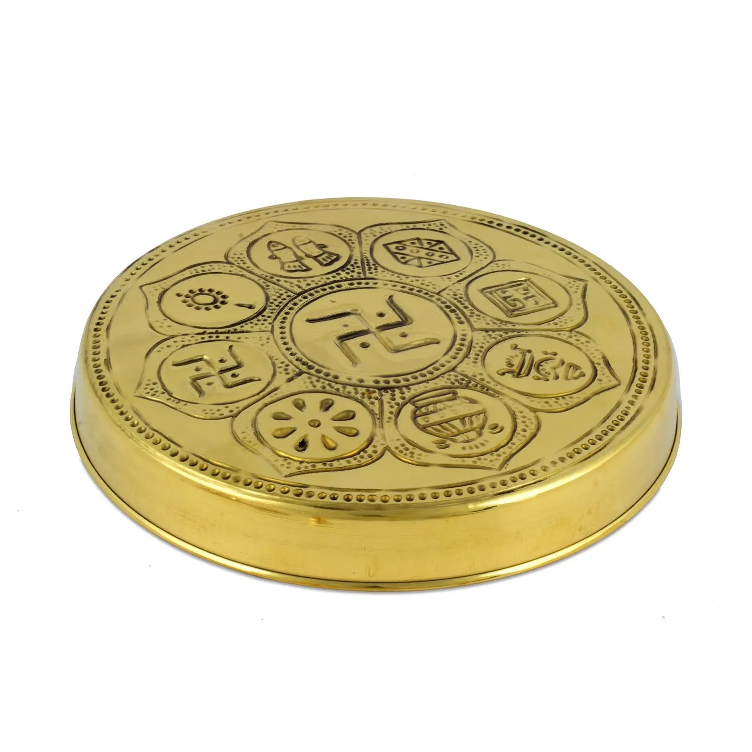 Asthmangal Brass Thali Set for Pooja/lakshmipooja/diwalipooja/gifting - CROCKERY WALA AND COMPANY