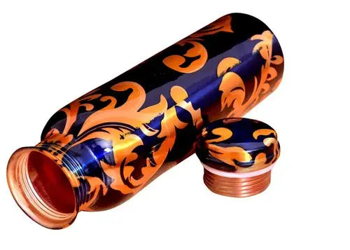 Pure Copper Bottle With Blue Royal Effect For Gifts - CROCKERY WALA AND COMPANY