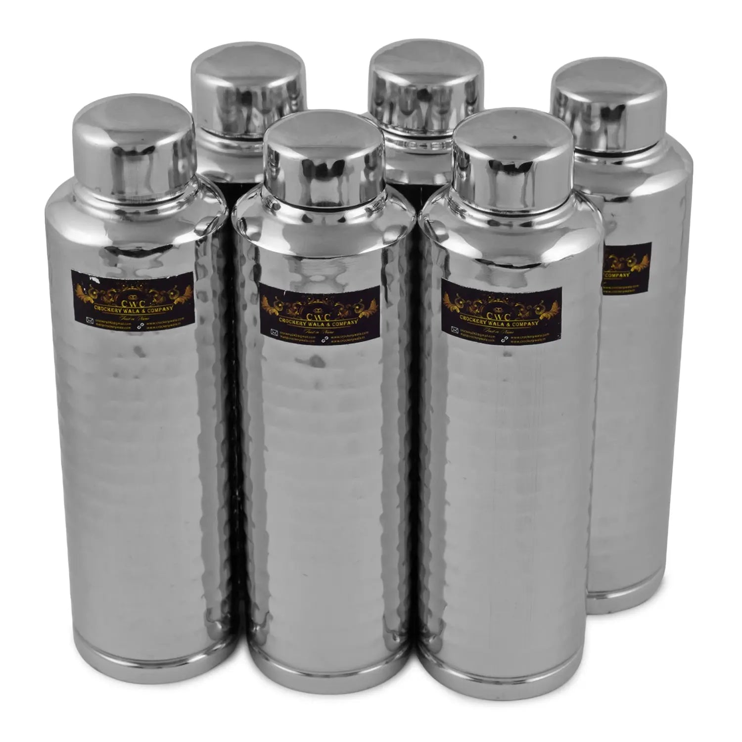 Stainless Steel Fridge Bottle Hammered Shiny Finish - CROCKERY WALA AND COMPANY