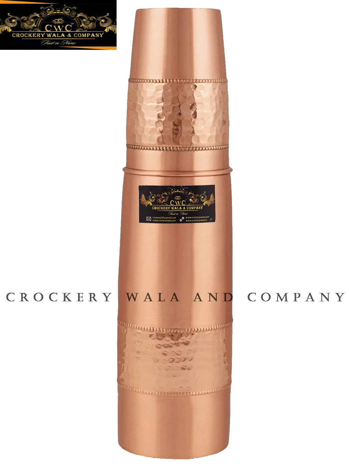 Pure Copper Bottle with Inbuilt Glass Designer Effect - CROCKERY WALA AND COMPANY