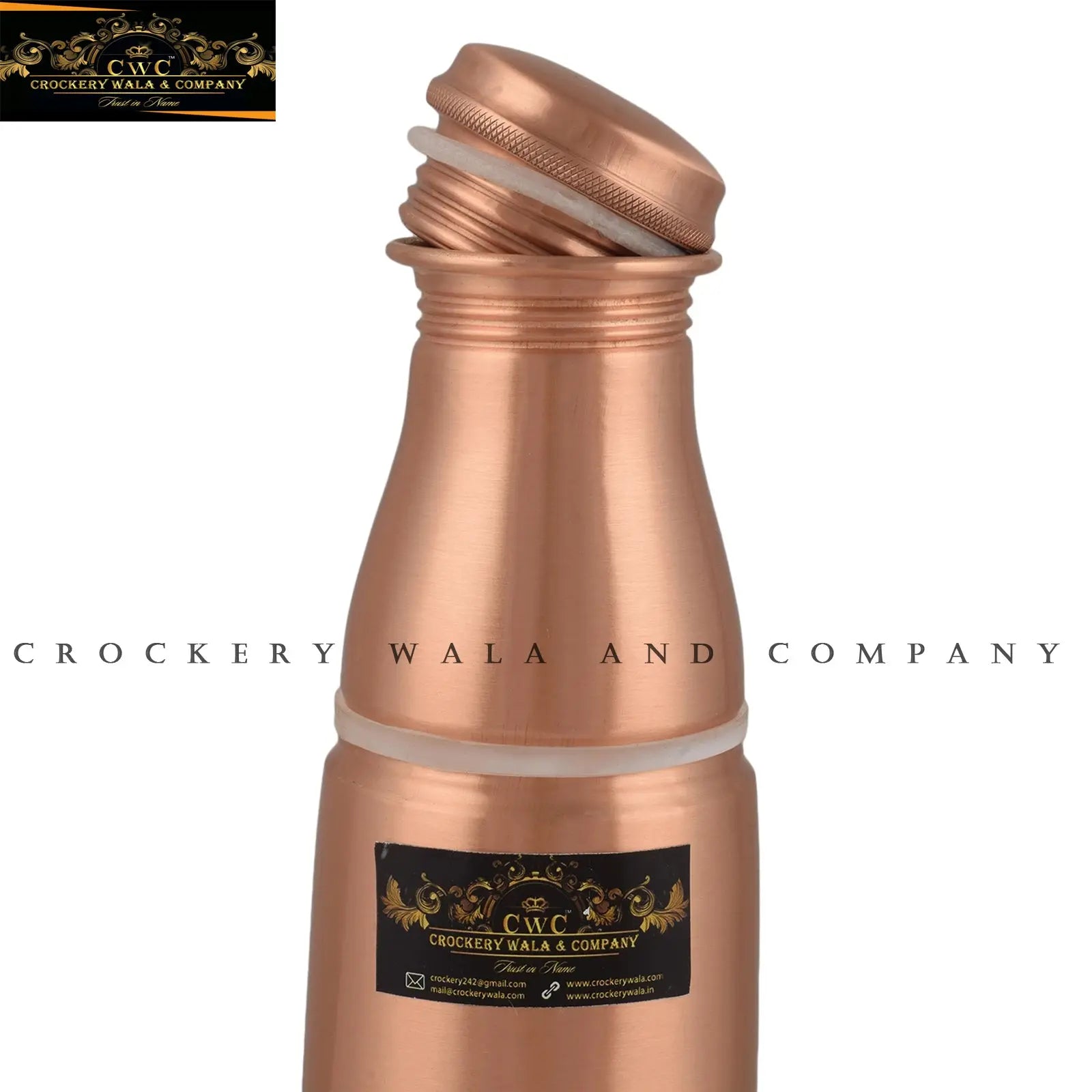 Pure Copper Bottle with Inbuilt Glass Designer Effect - CROCKERY WALA AND COMPANY