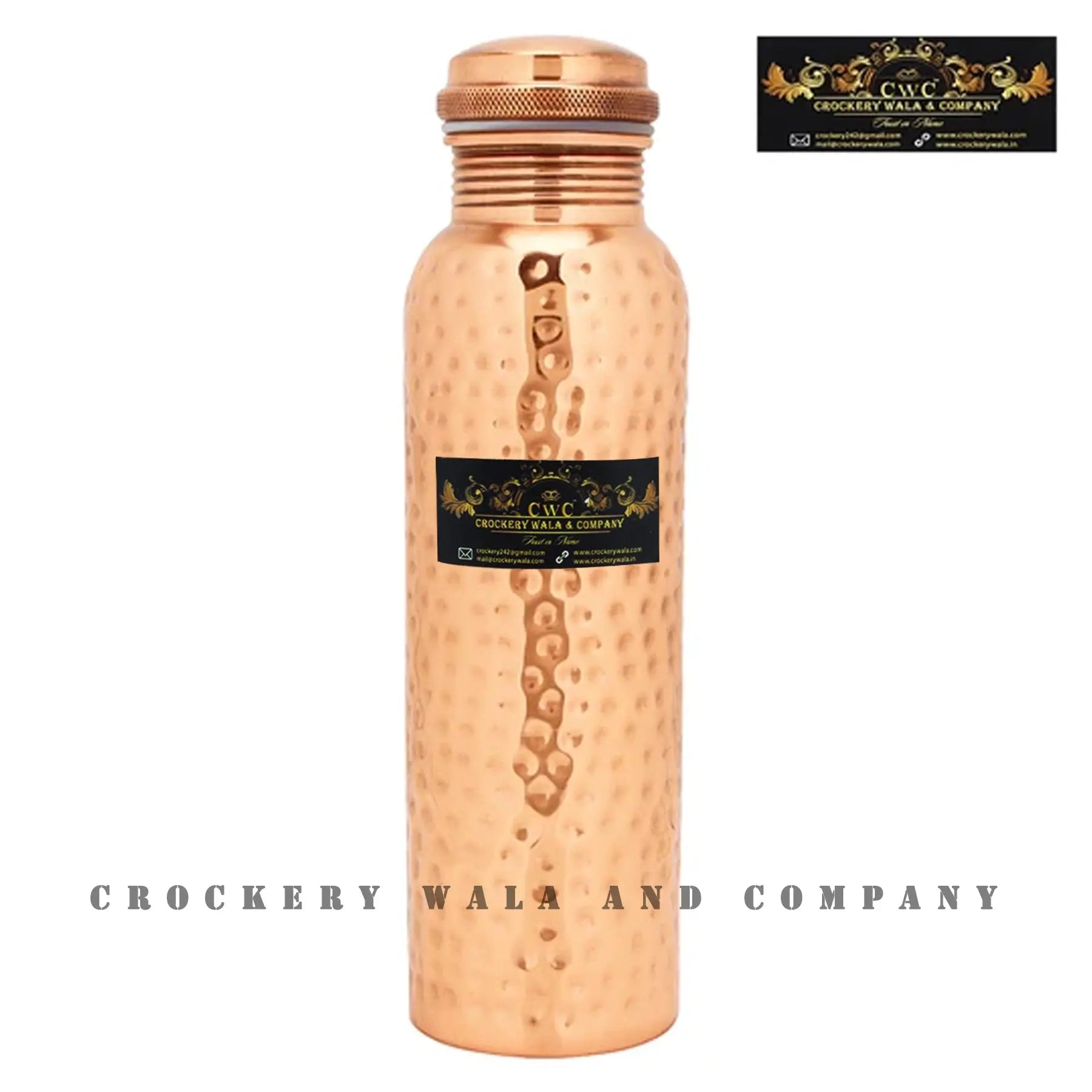 Copper Hammered Bottle Jug & Glass Combo - CROCKERY WALA AND COMPANY