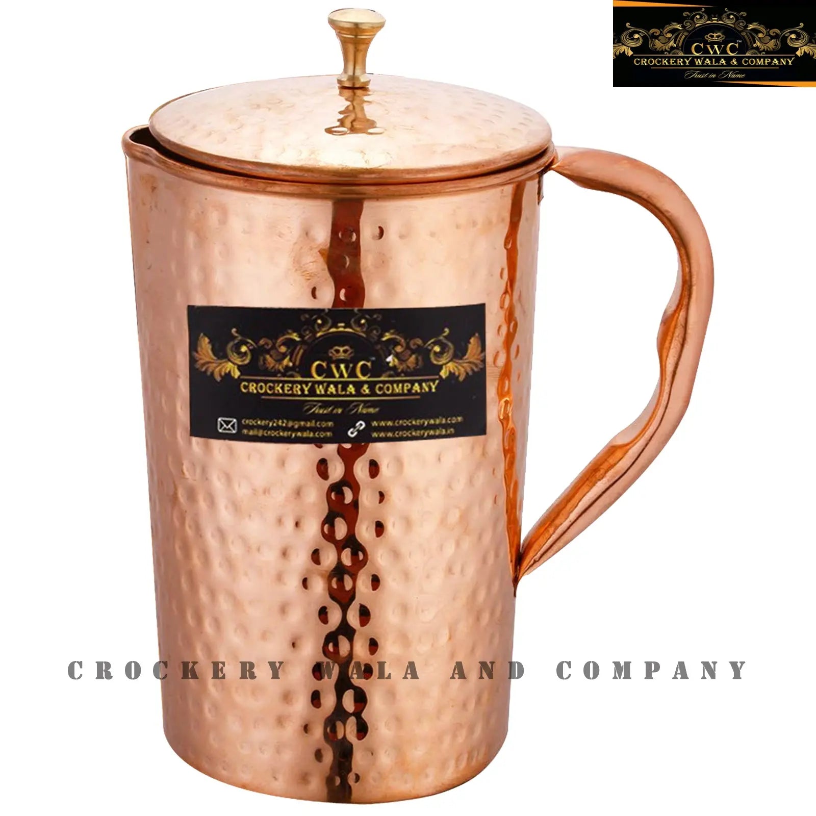Copper Hammered Bottle Jug & Glass Combo - CROCKERY WALA AND COMPANY