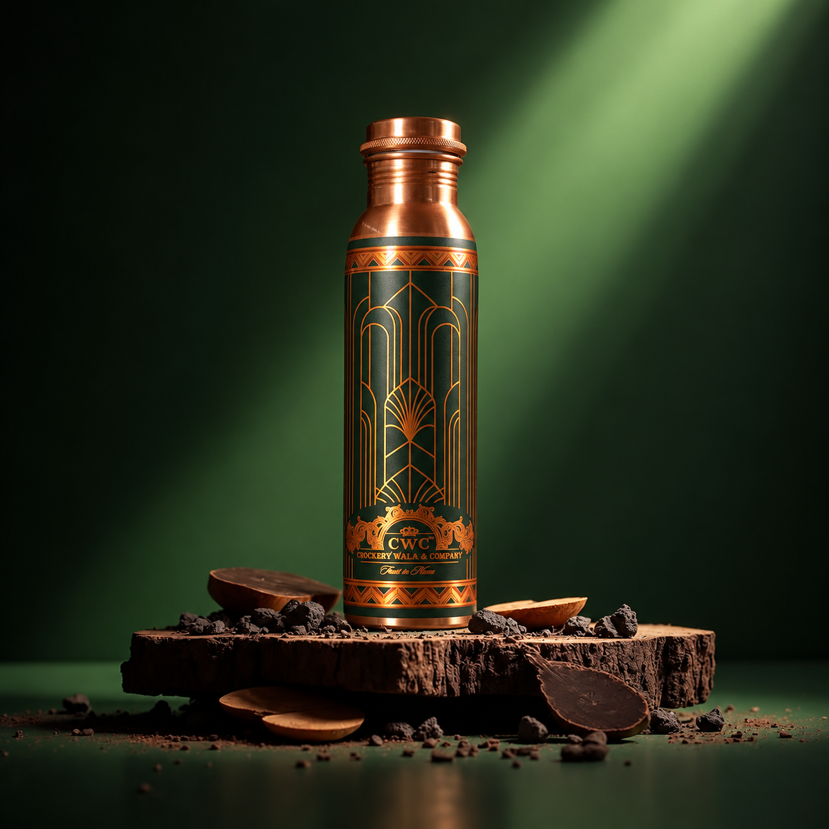 Crockerywala Pure Copper Water Bottle- Geometric UV Design