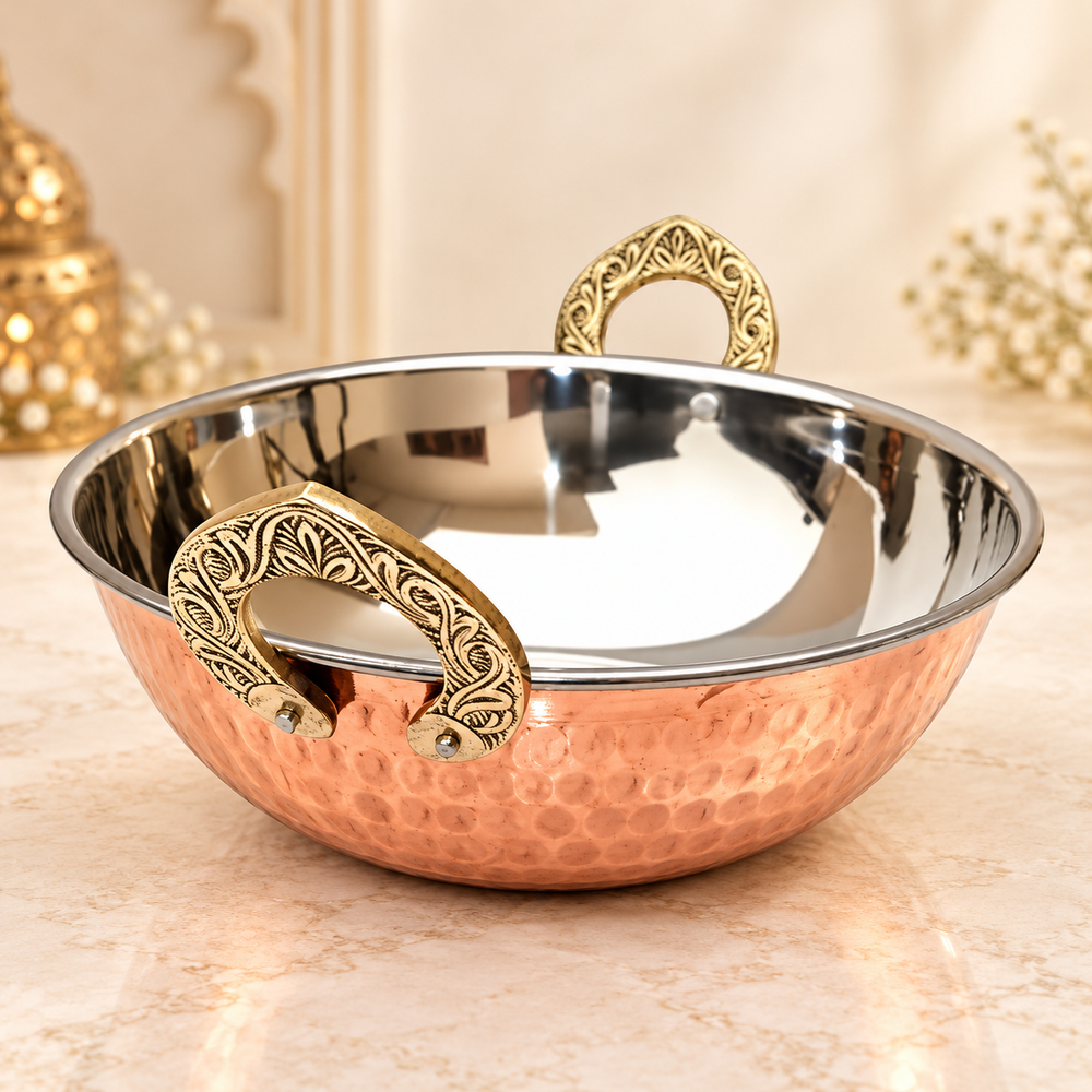 Crockery Wala & Company Steel Copper Kadai Wok Bowl