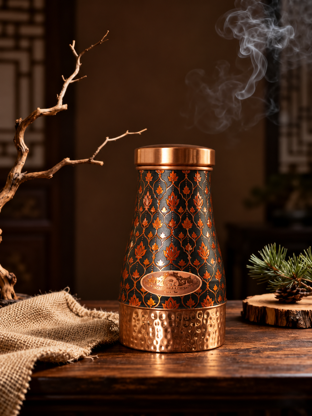 Crockerywala Royal Lotus Antique Copper Bedside Jar
