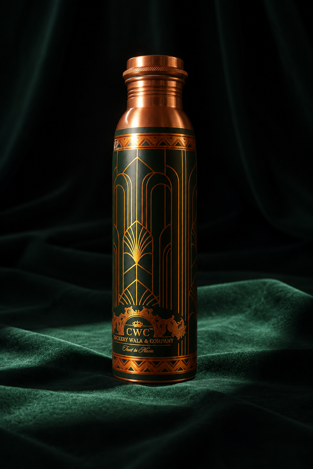 Crockerywala Pure Copper Water Bottle- Geometric UV Design