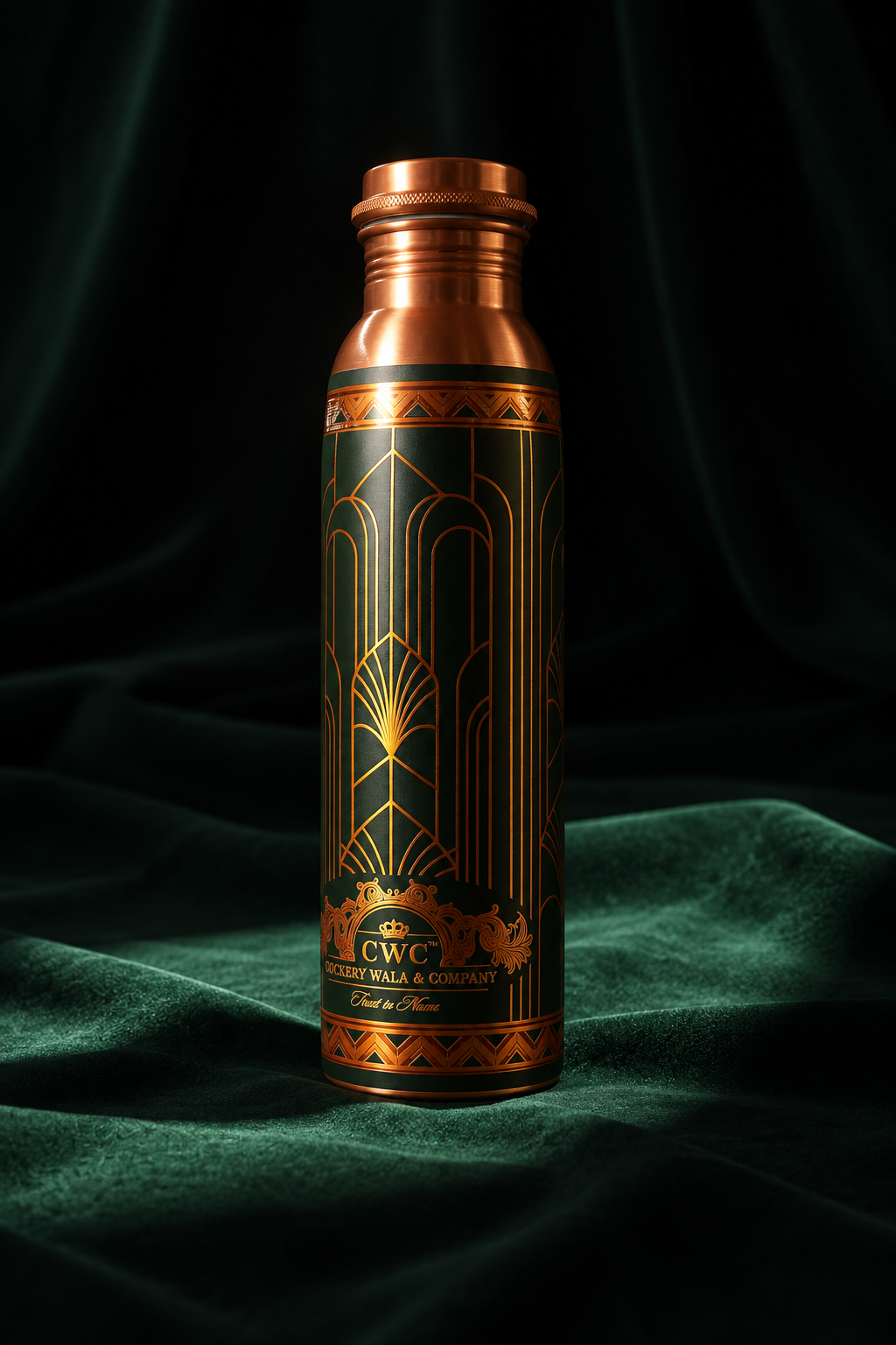 Crockerywala Pure Copper Water Bottle- Geometric UV Design