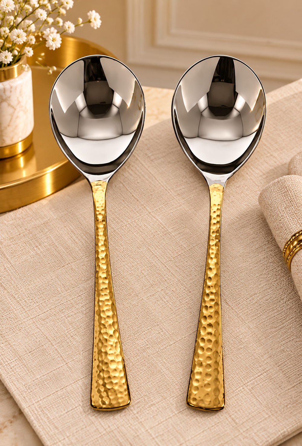 Copper Serving Spoon with Copper Handle for Elegant Dining