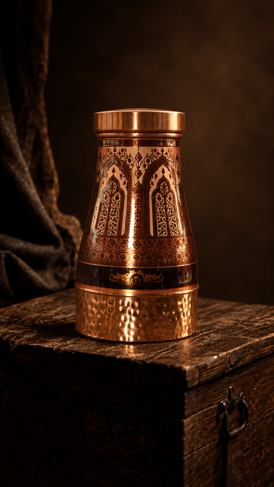 Crockerywala Royal Noor – Heritage Copper Bedside Water Jar