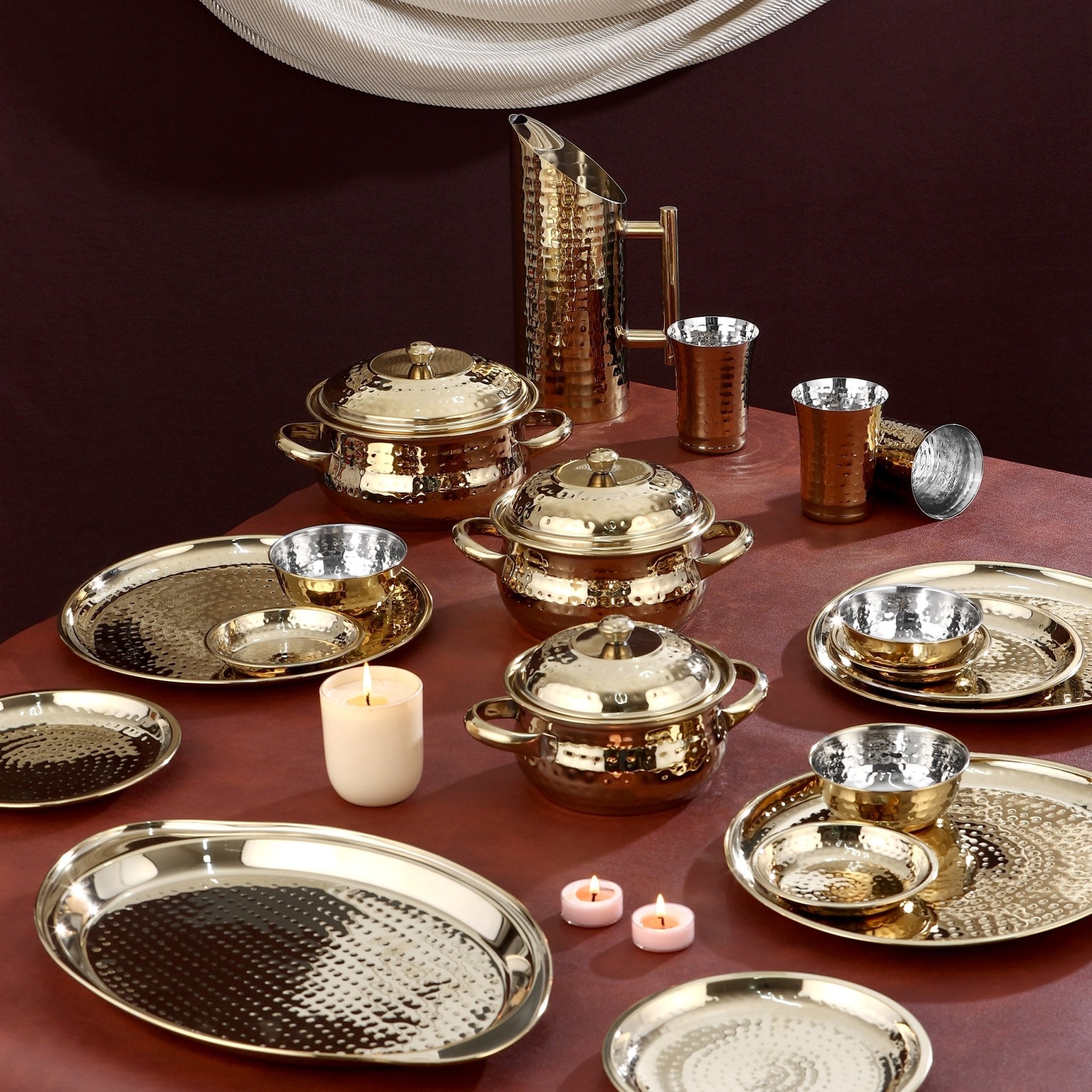 51 - Piece Stainless Steel PVD Gold Finish Dinner Set - CROCKERY WALA AND COMPANY