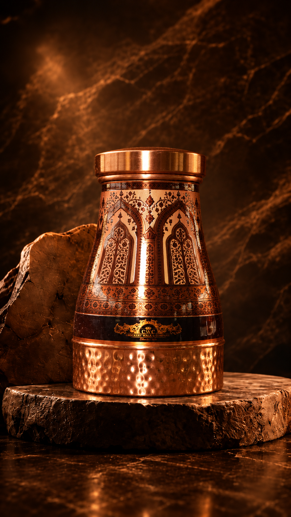 Crockerywala Royal Noor – Heritage Copper Bedside Water Jar