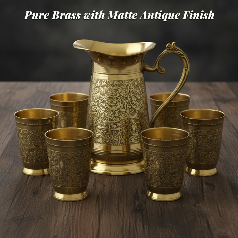 Pure Brass Dinner Set Thali Set Mughal Design 70 Pcs Set