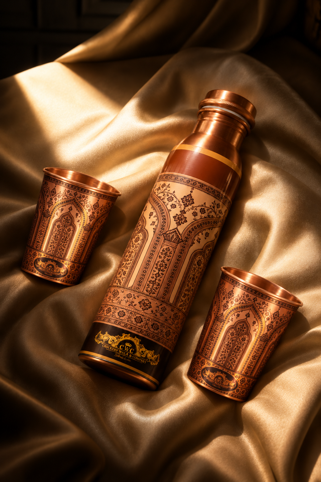 Crockerywala Pure Copper Royal Noor Bottle set