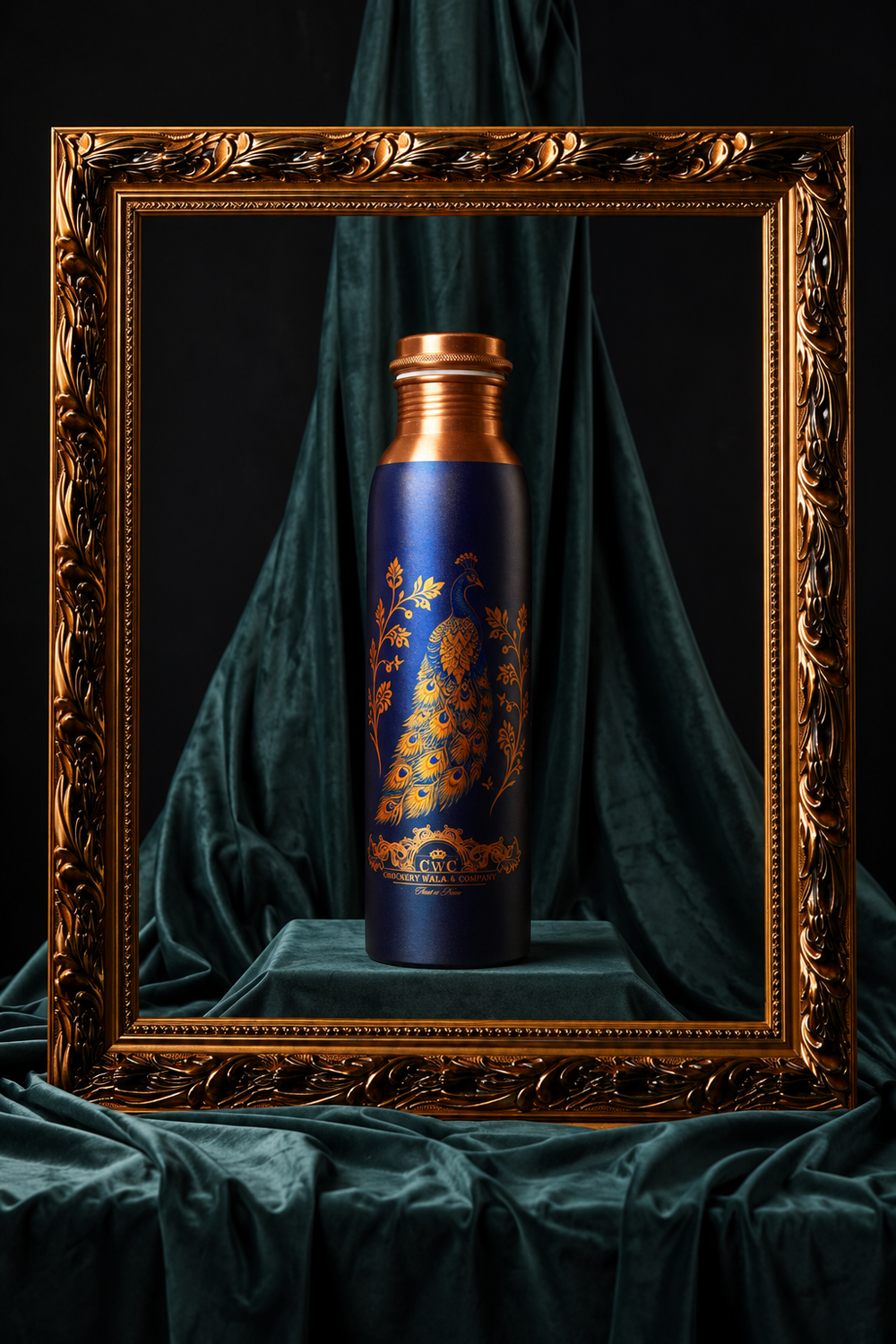 Crockerywala Royal Peacock Blue Copper Bottle
