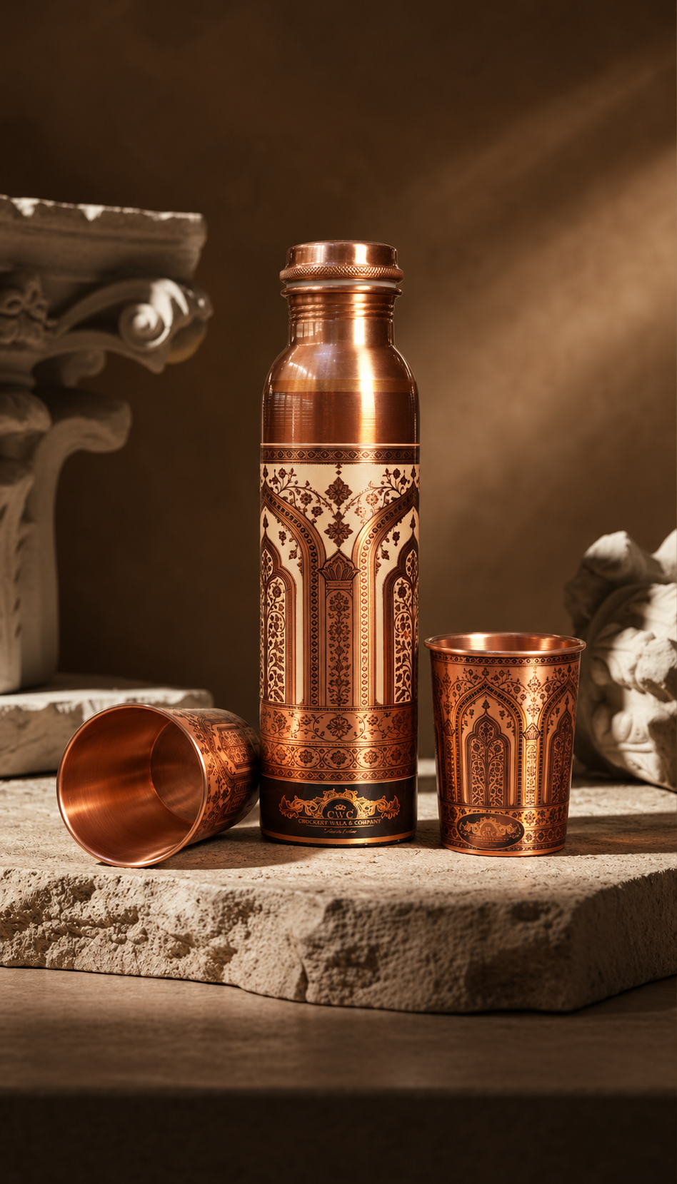 Crockerywala Pure Copper Royal Noor Bottle set