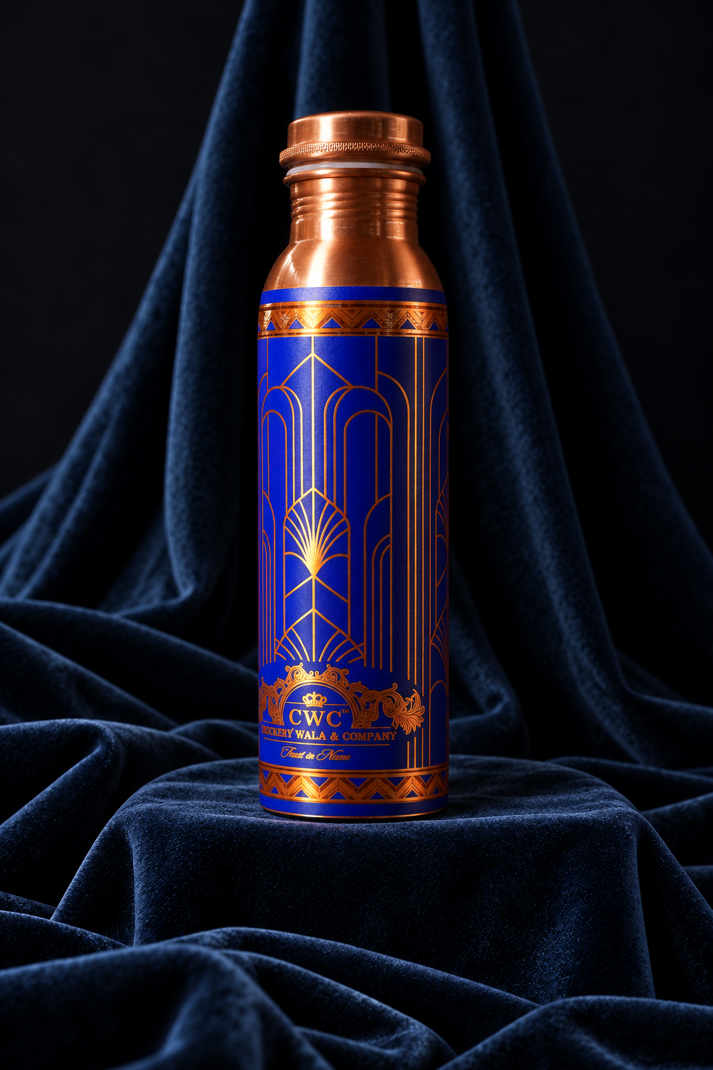 Crockerywala Royal Deep Blue Pure Copper Water Bottle