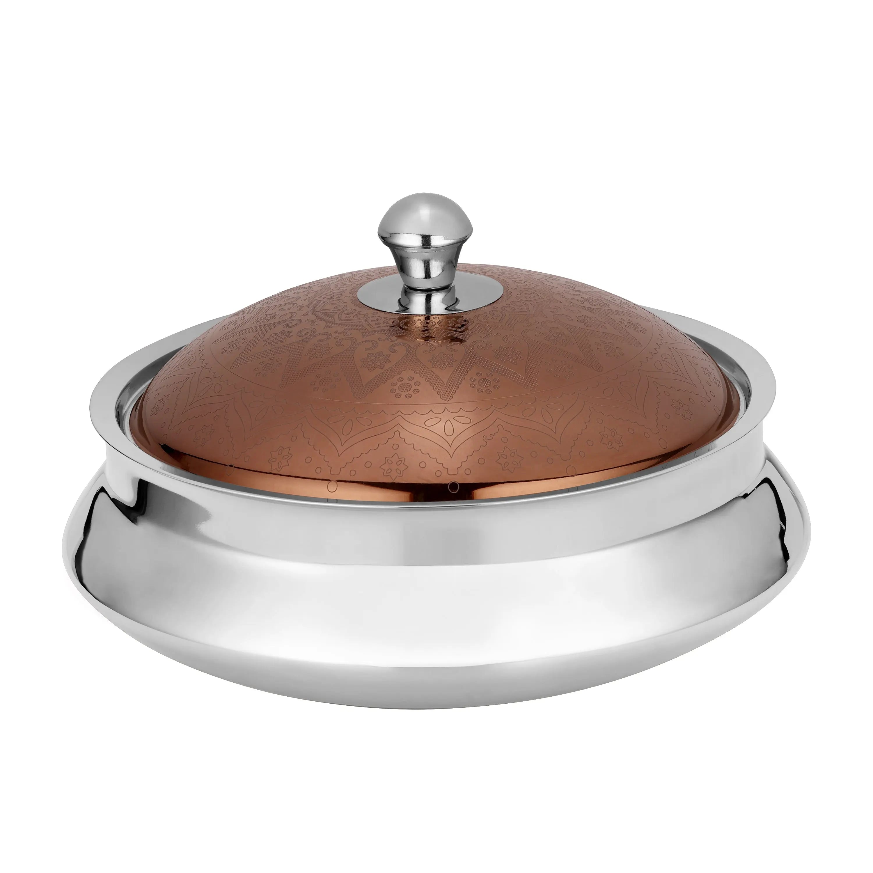 STAINLESS STEEL CASSEROLE MILANO ROSE GOLD ETCHING - CROCKERY WALA AND COMPANY 