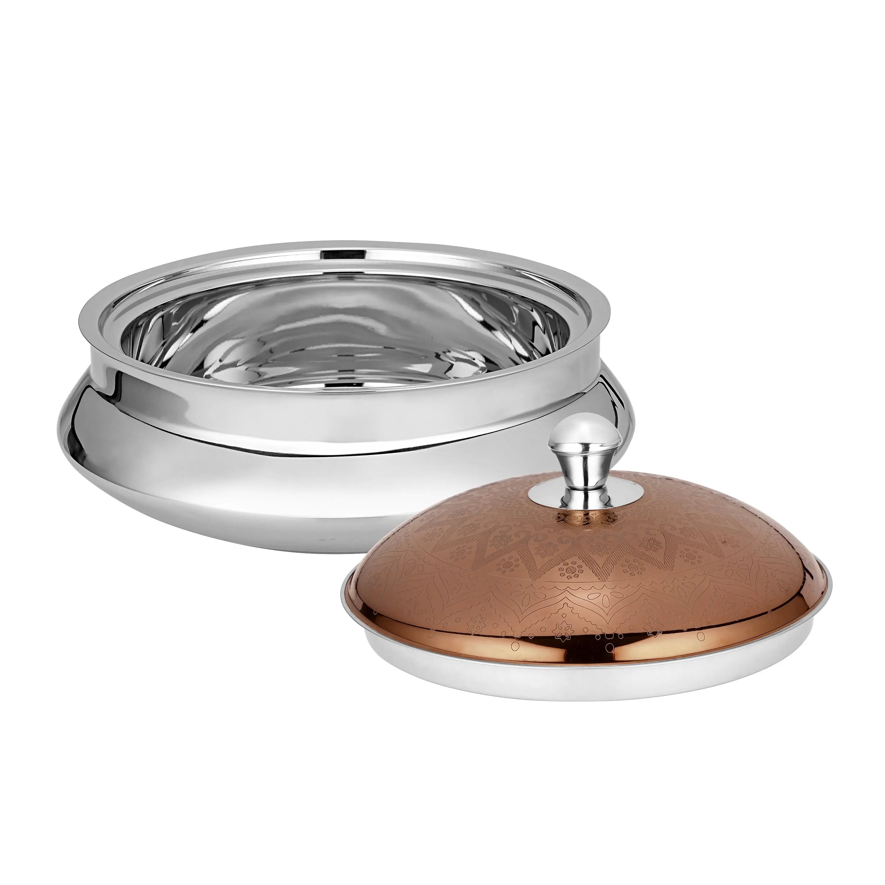 STAINLESS STEEL CASSEROLE MILANO ROSE GOLD ETCHING - CROCKERY WALA AND COMPANY 