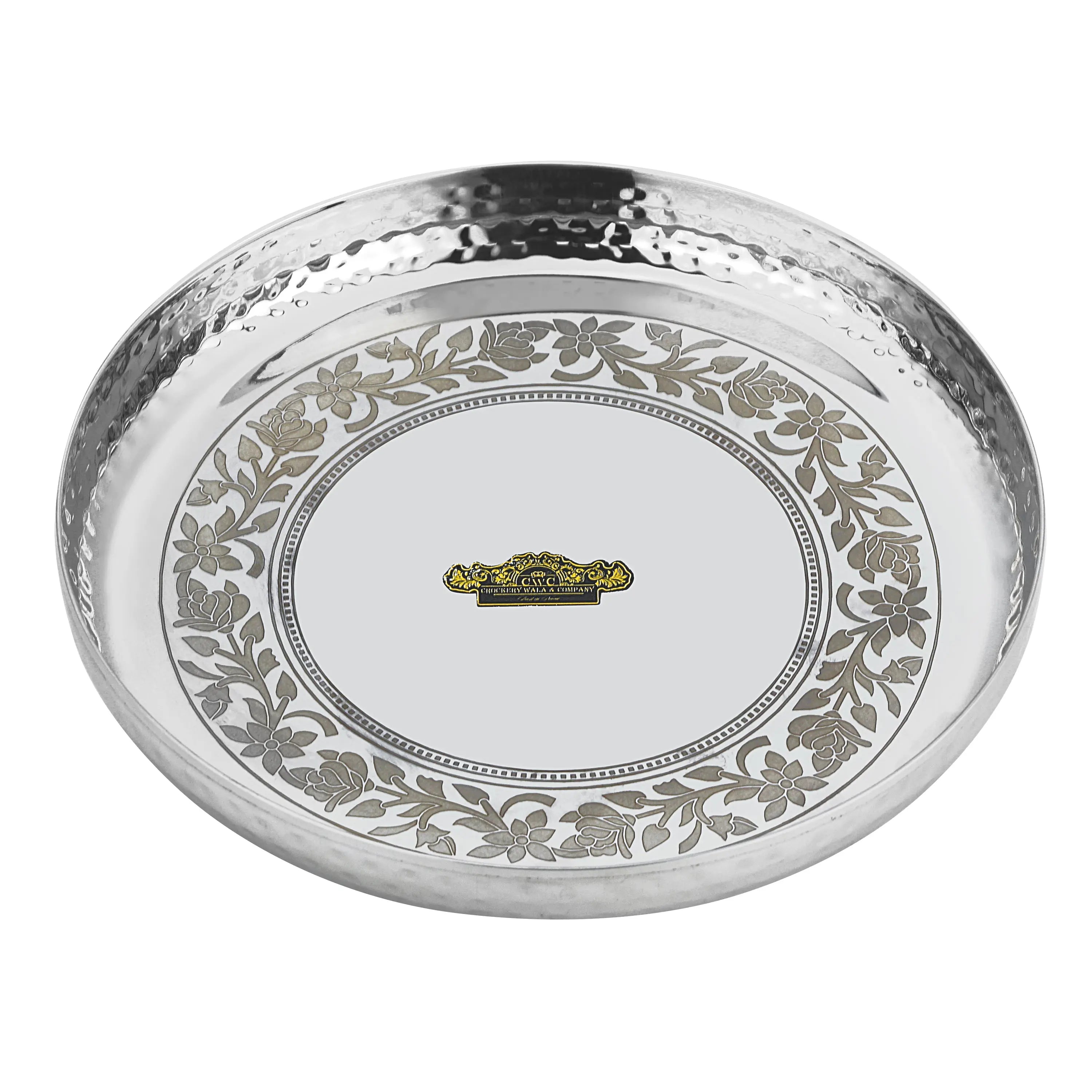STAINLESS STEEL HAMMER LASER THALI - CROCKERY WALA AND COMPANY 