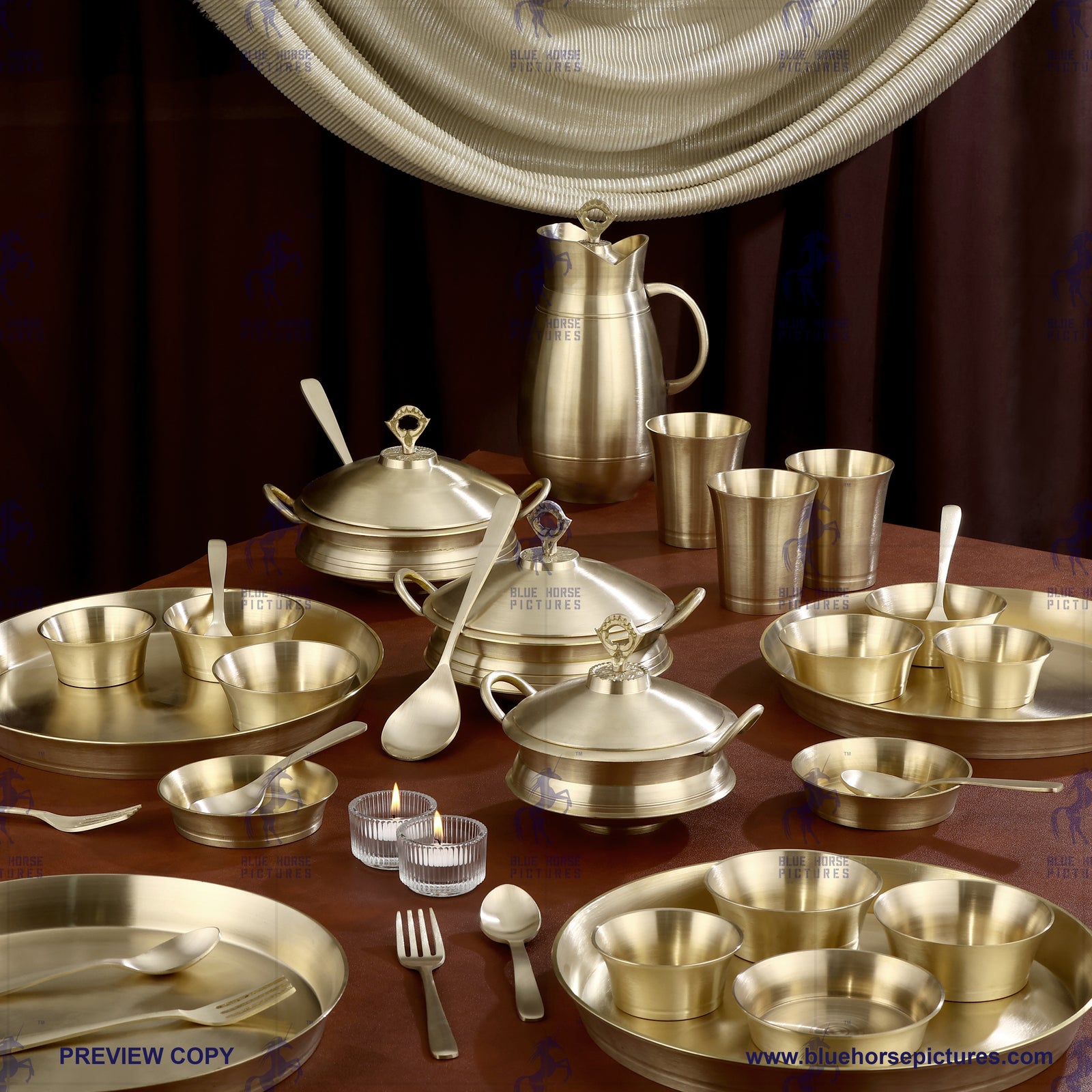 Pure Bronze Dinner Set Thali Set 77 pcs