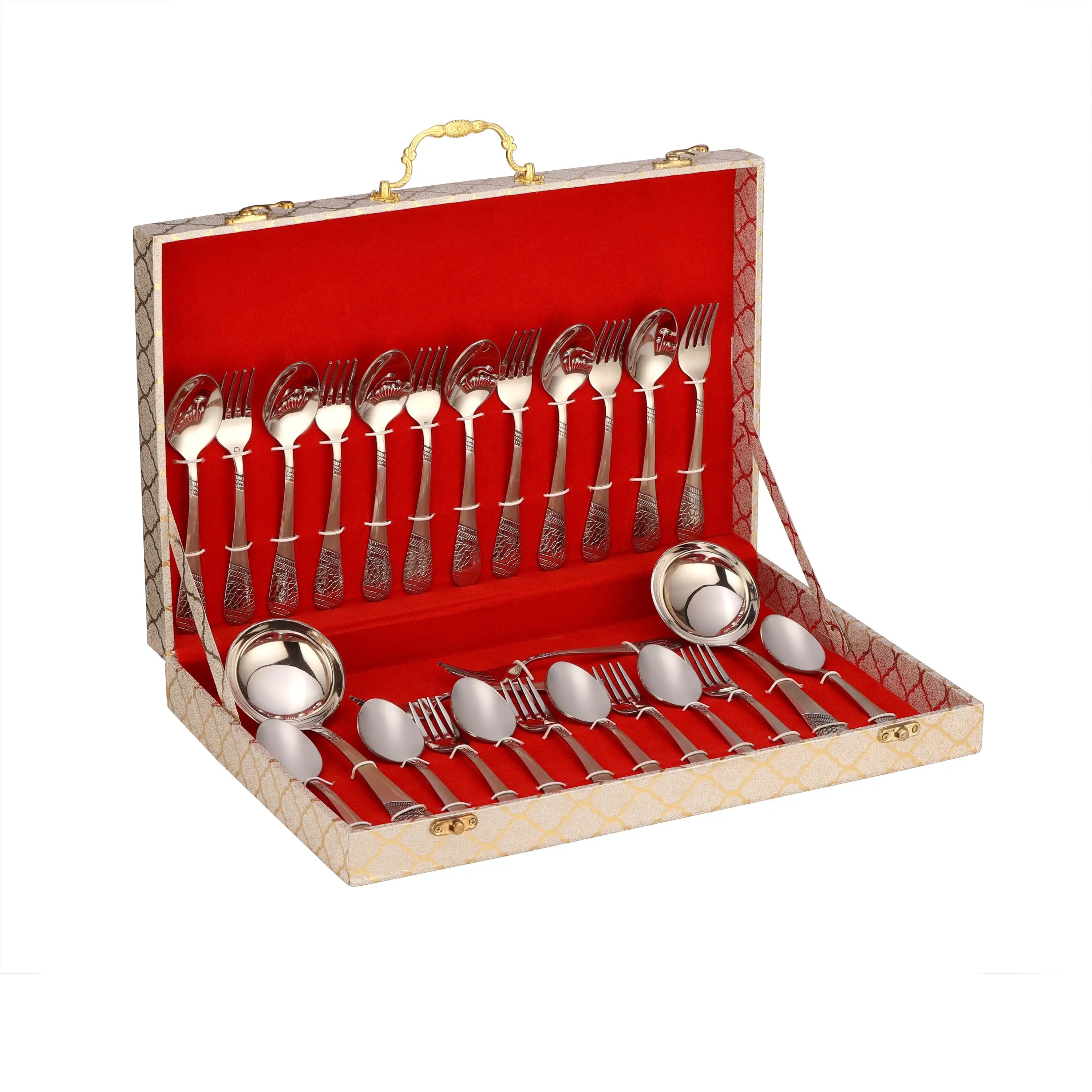 STAINLESS STEEL CUTTLERY 12 G SET -26 PCS WITH VELVET BOX - CROCKERY WALA AND COMPANY 