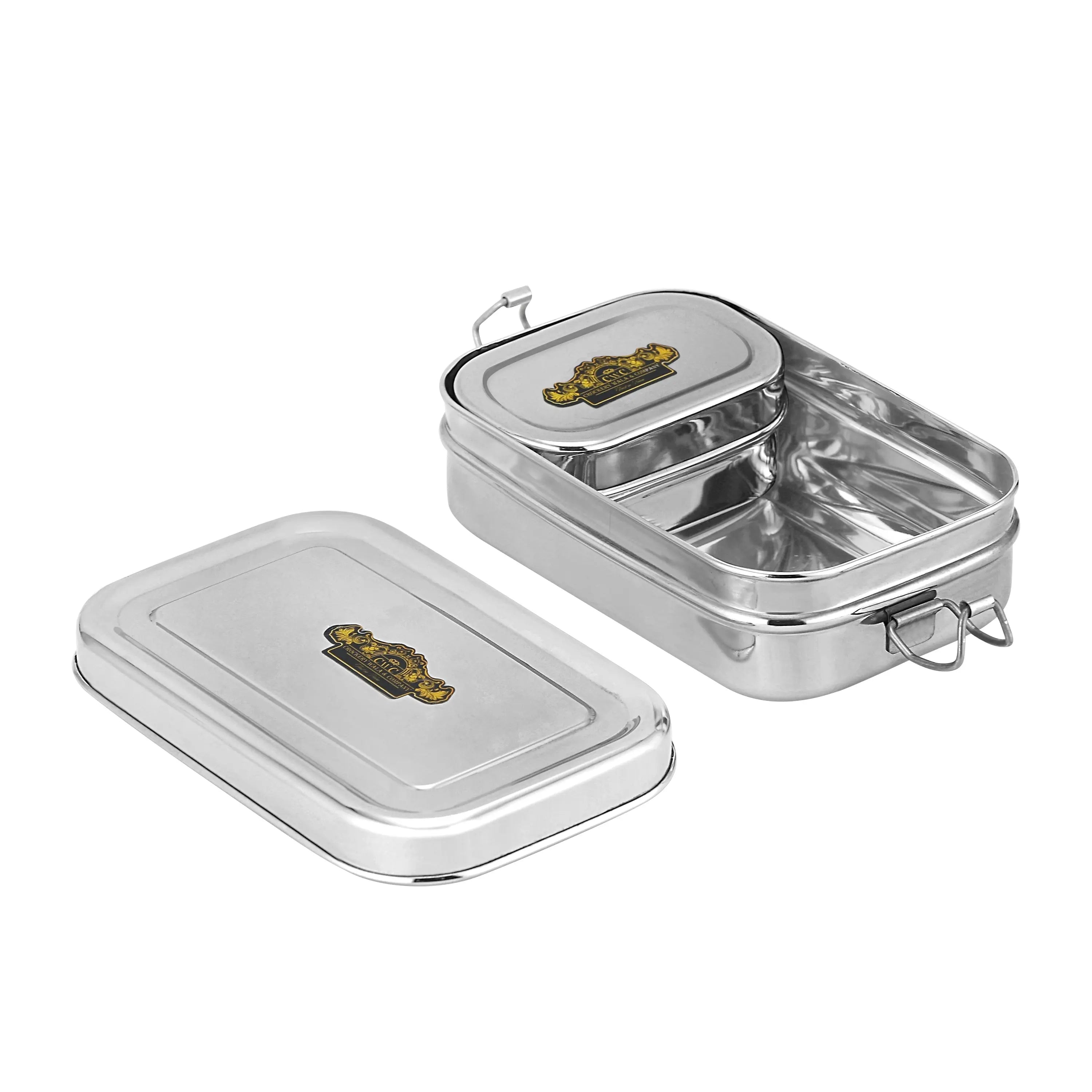 STAINLESS STEEL RECTANGLE LUNCH BOX WITH DABBI - CROCKERY WALA AND COMPANY 
