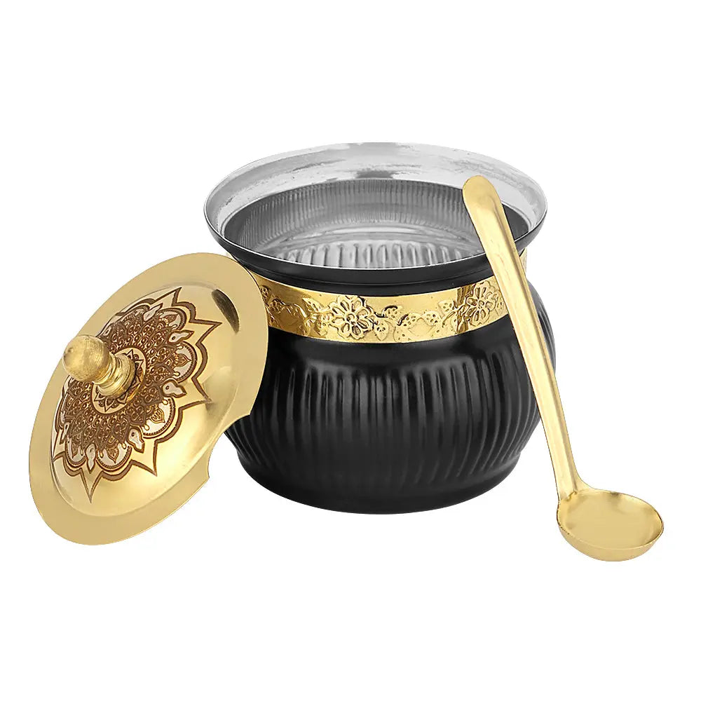 STAINLESS STEEL GHEE POT BLACK GOLD - CROCKERY WALA AND COMPANY 