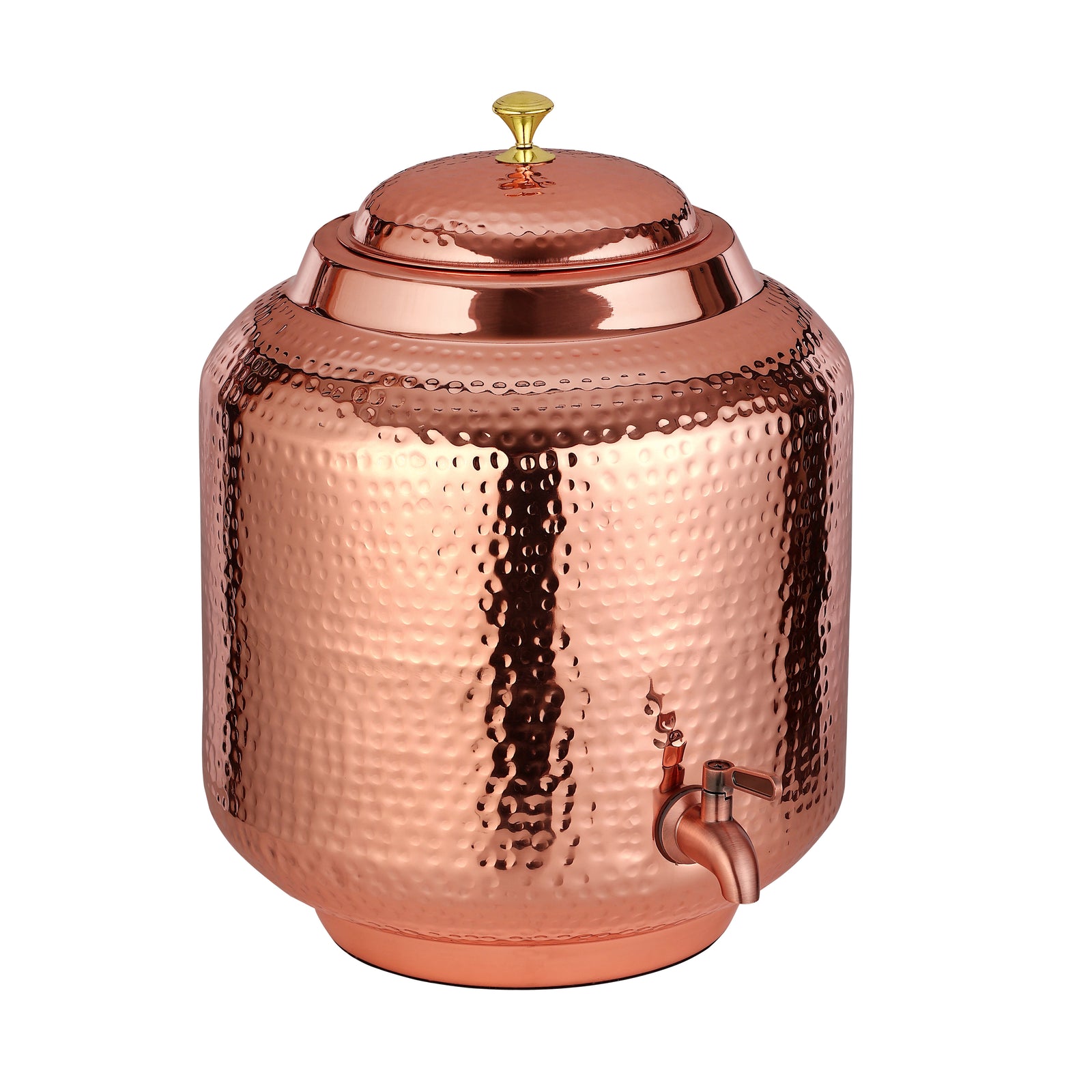 Copper Water Dispenser Pot Matka  With Tap Hammered Finish - Pure Copper