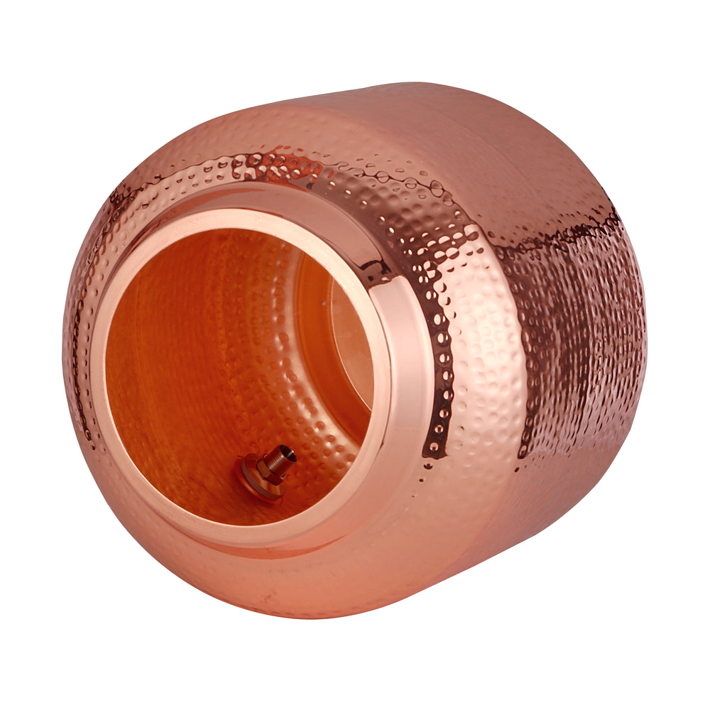 Copper Water Dispenser Pot Matka  With Tap Hammered Finish - Pure Copper