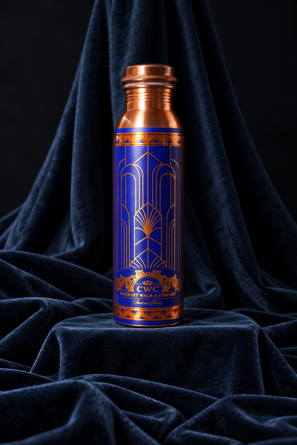 Crockerywala Royal Deep Blue Pure Copper Water Bottle