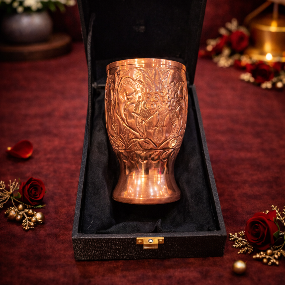 Pure Copper Engraved Glass Set of 1