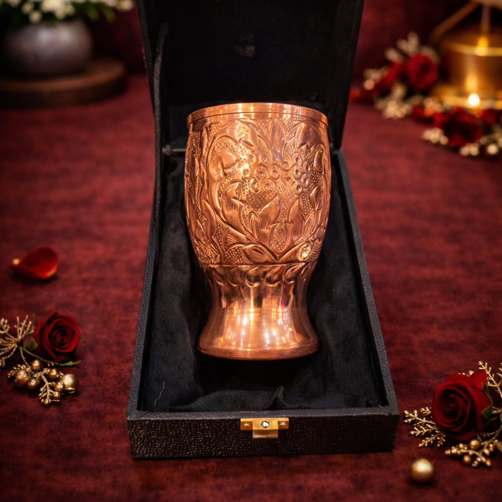 Pure Copper Engraved Glass Set of 1