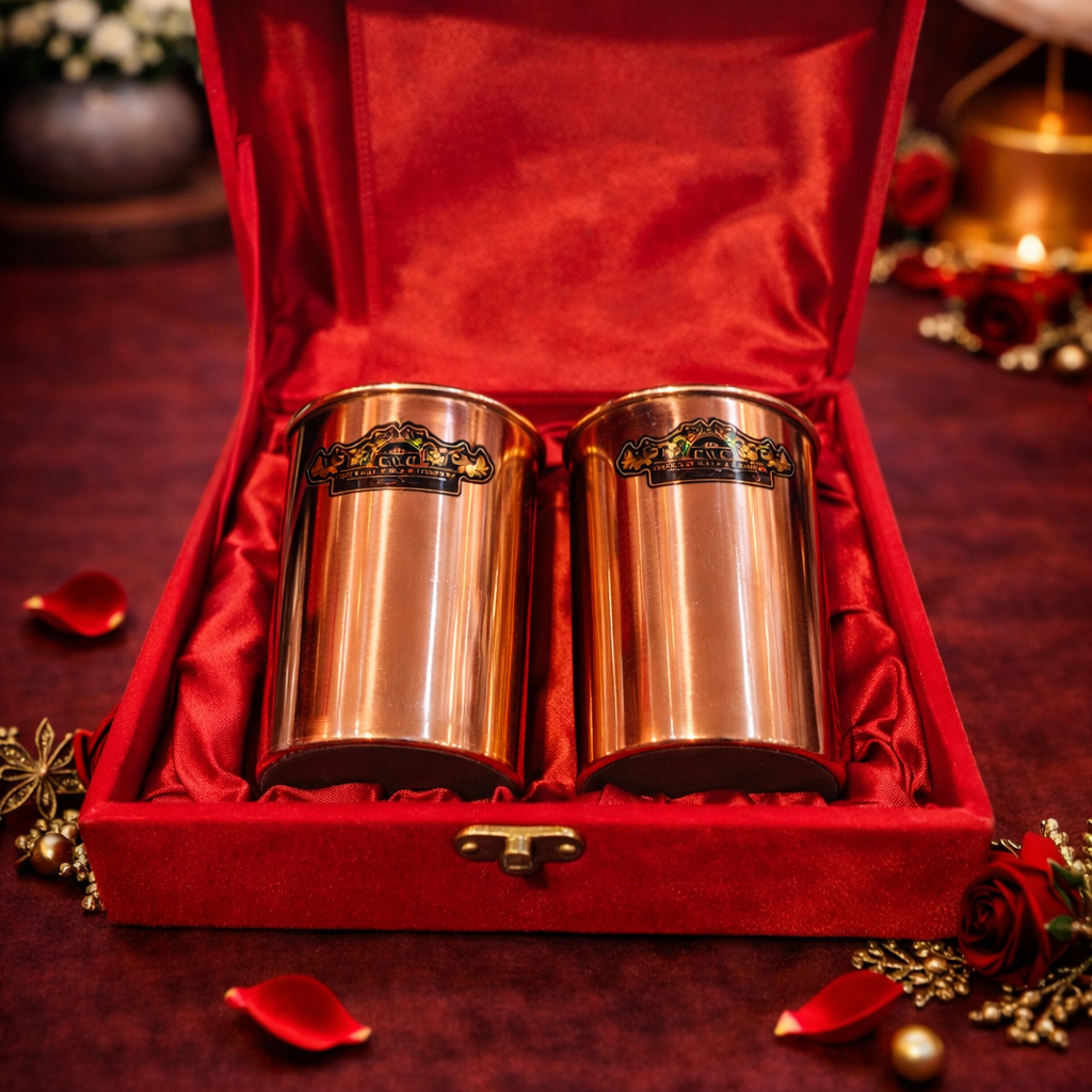 Pure Copper Shine Water Glasses Set of 2