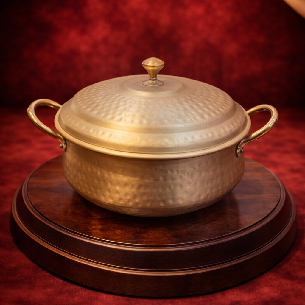 Pure Brass Matte Handi For Cooking & Serving Vegetarian Food