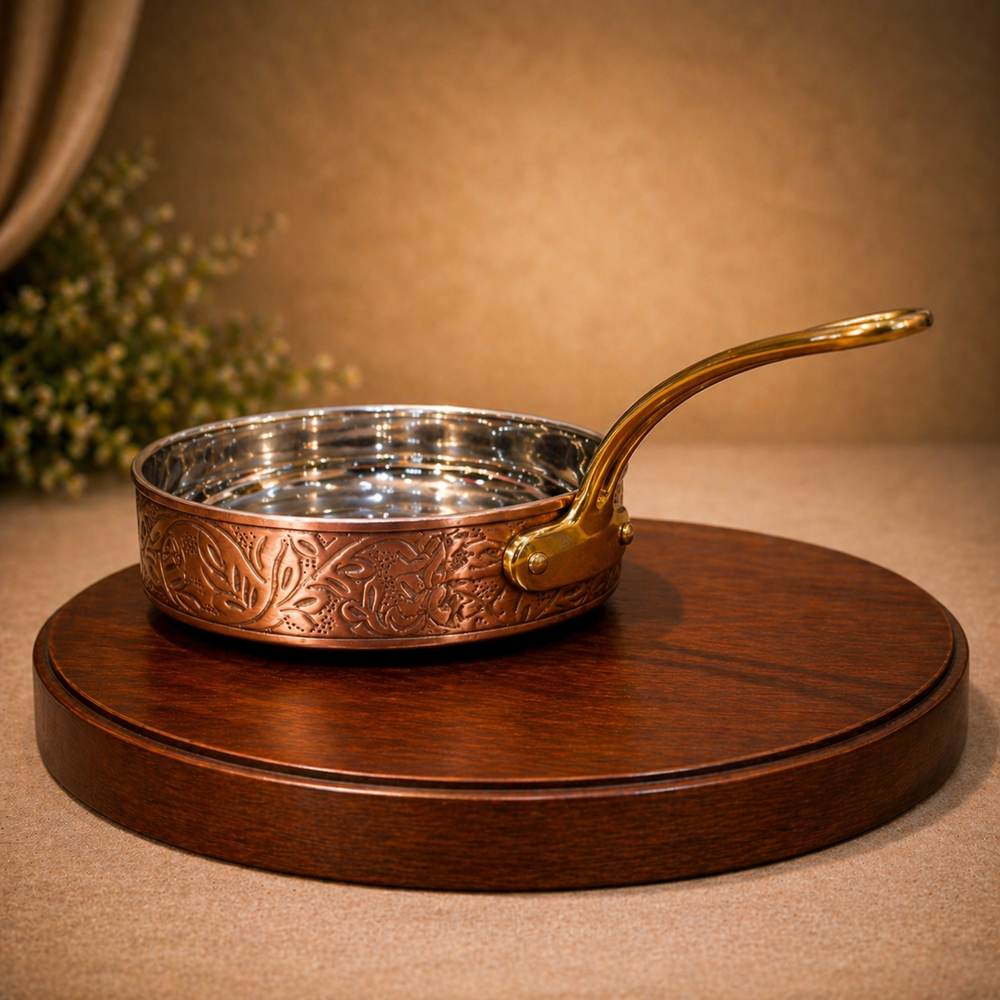 Pure CopperSteel Frying Pan Smoky Embossed Finish