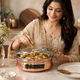 Copper Handi For Serving Royal Look With Glass Cover Bowl