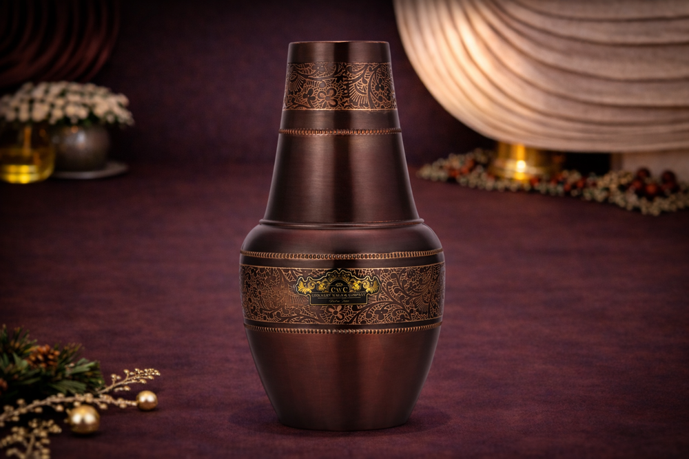 Pure Copper Sanjeevani Bedside Jar Antique Finish