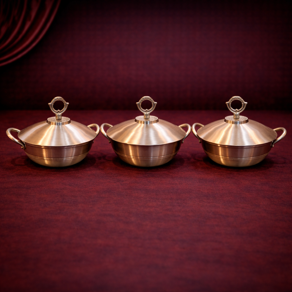 Pure Bronze Serving Karahi with Lid - Timeless Elegance