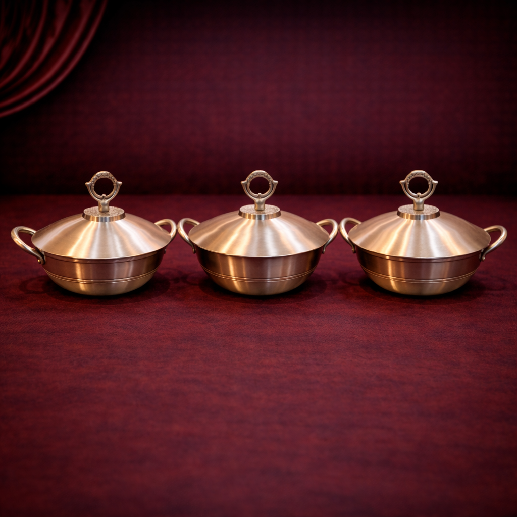 Pure Bronze Serving Karahi with Lid - Timeless Elegance
