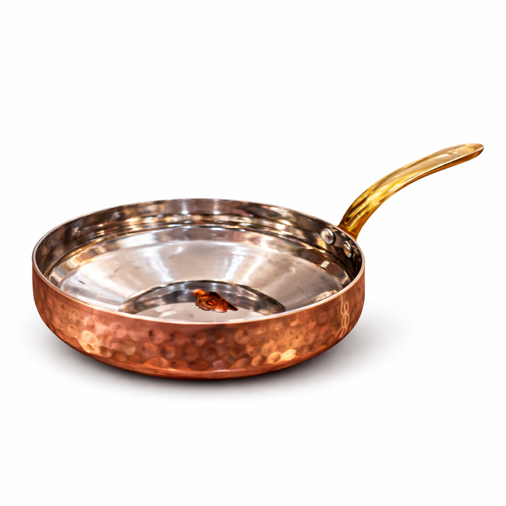 Premium Pure Copper Steel Belly Pan with Elegant Handle