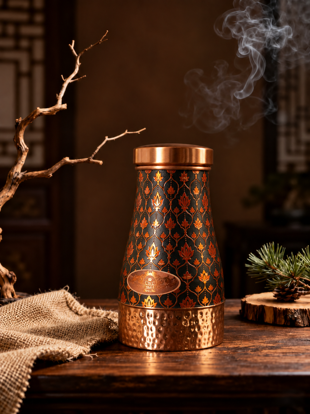 Crockerywala Royal Lotus Antique Copper Bedside Jar