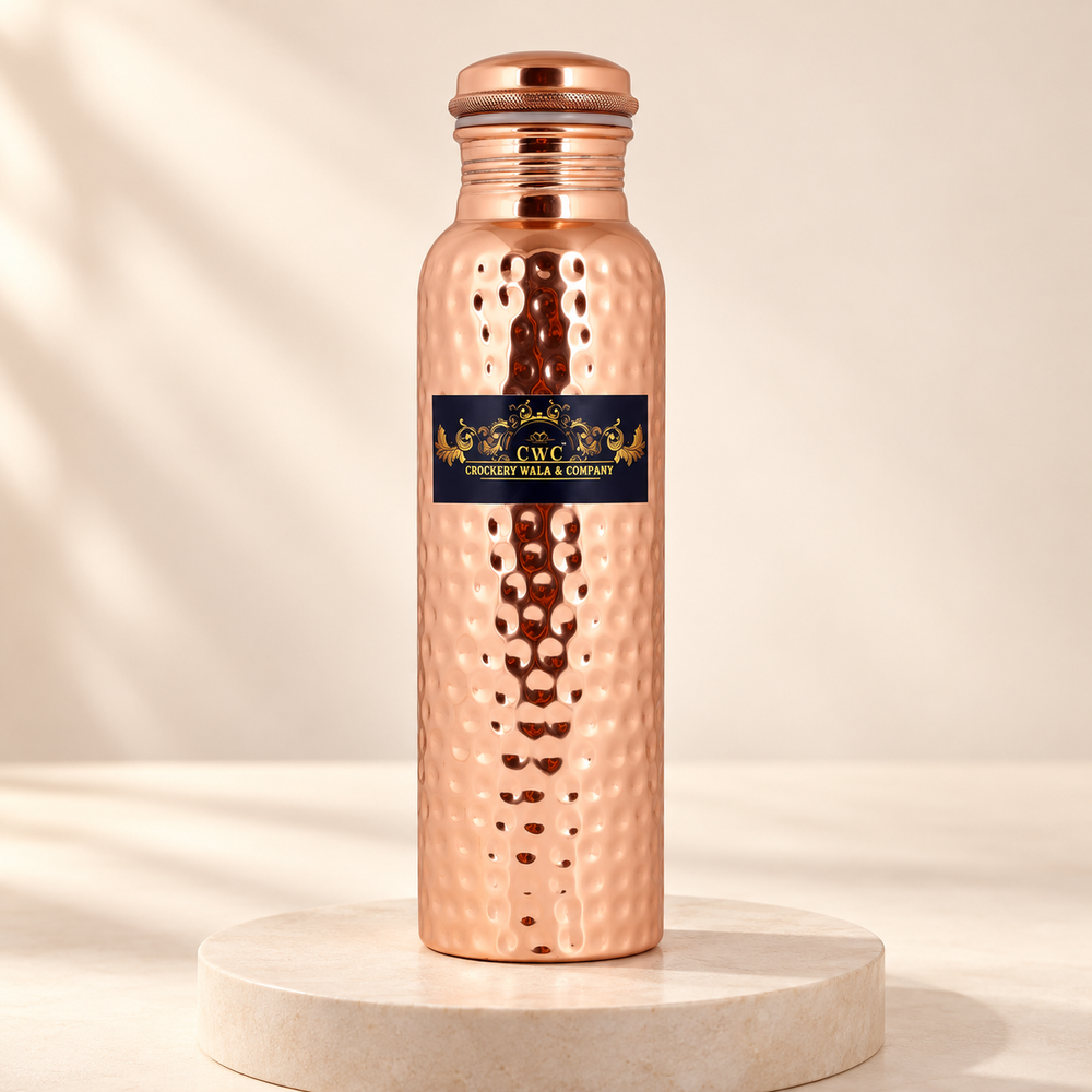 Copper Bottle Hammered for Stylish Hydration 1000ml - Pure Copper