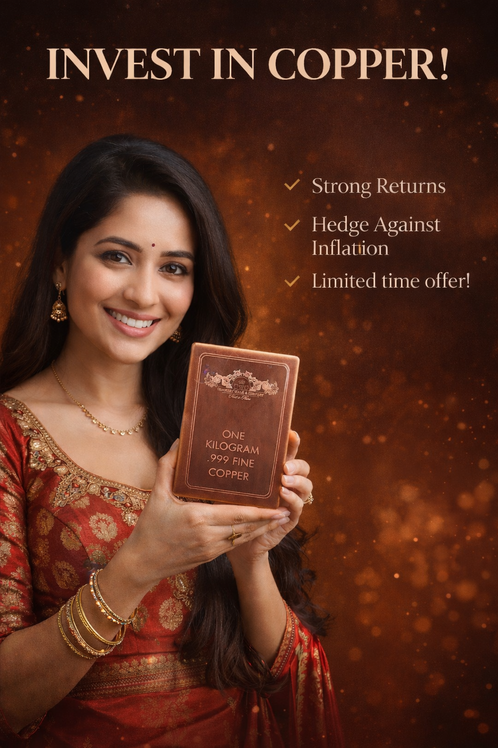 Pure Copper Bar 1 kg 99.9% Pure (set of 5 pcs)