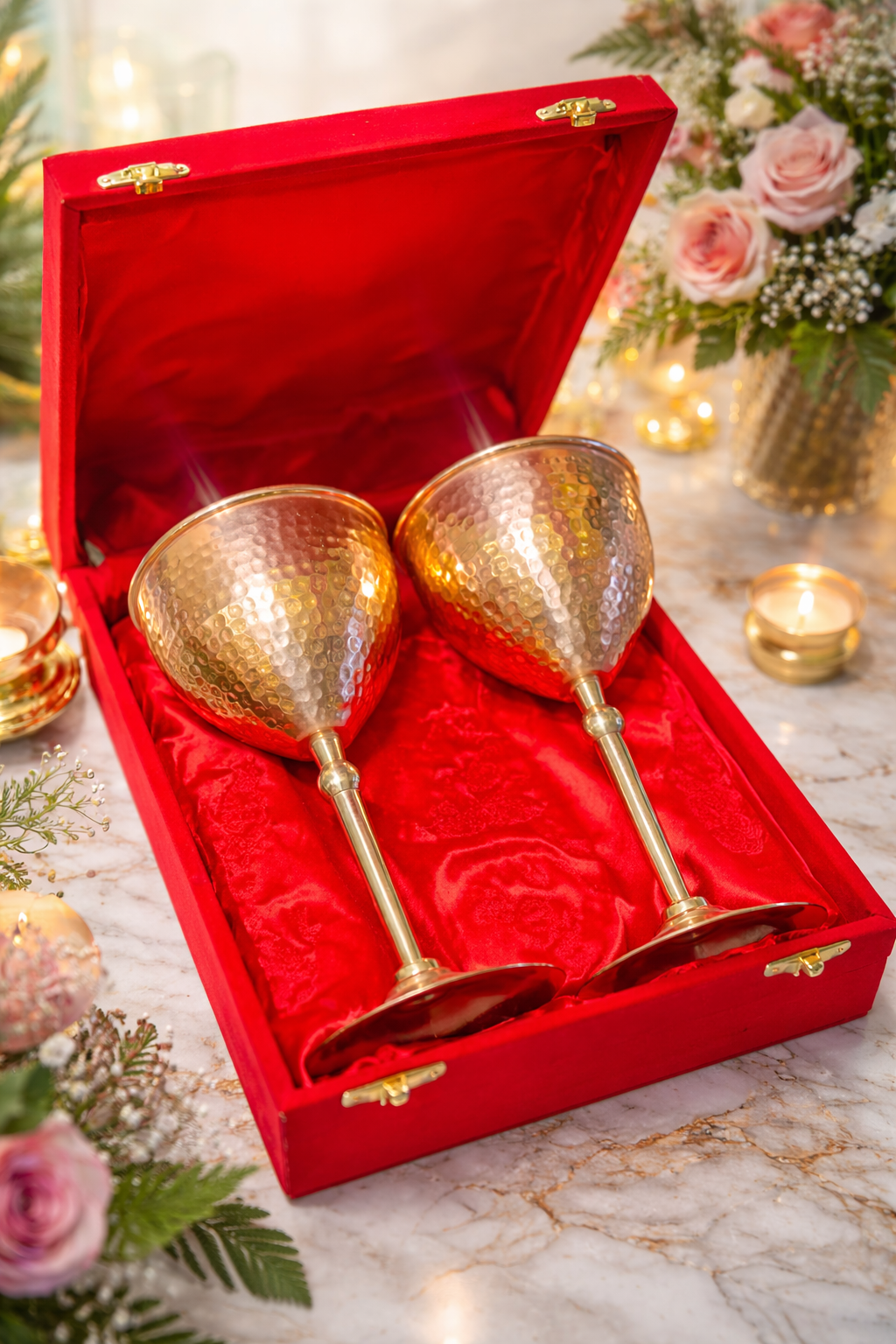 Copper Wine Glass For Parties Drinks Mocktails 350 ML Set of 2