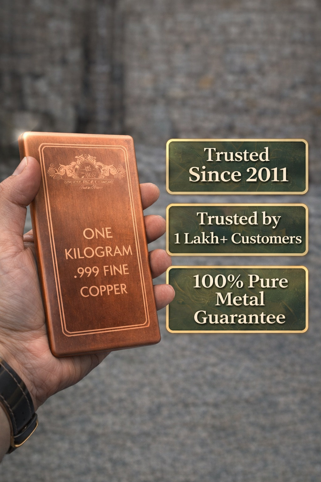 Pure Copper Bars – 5 KG Set (5 x 1 KG) | 99.9% Pure Copper