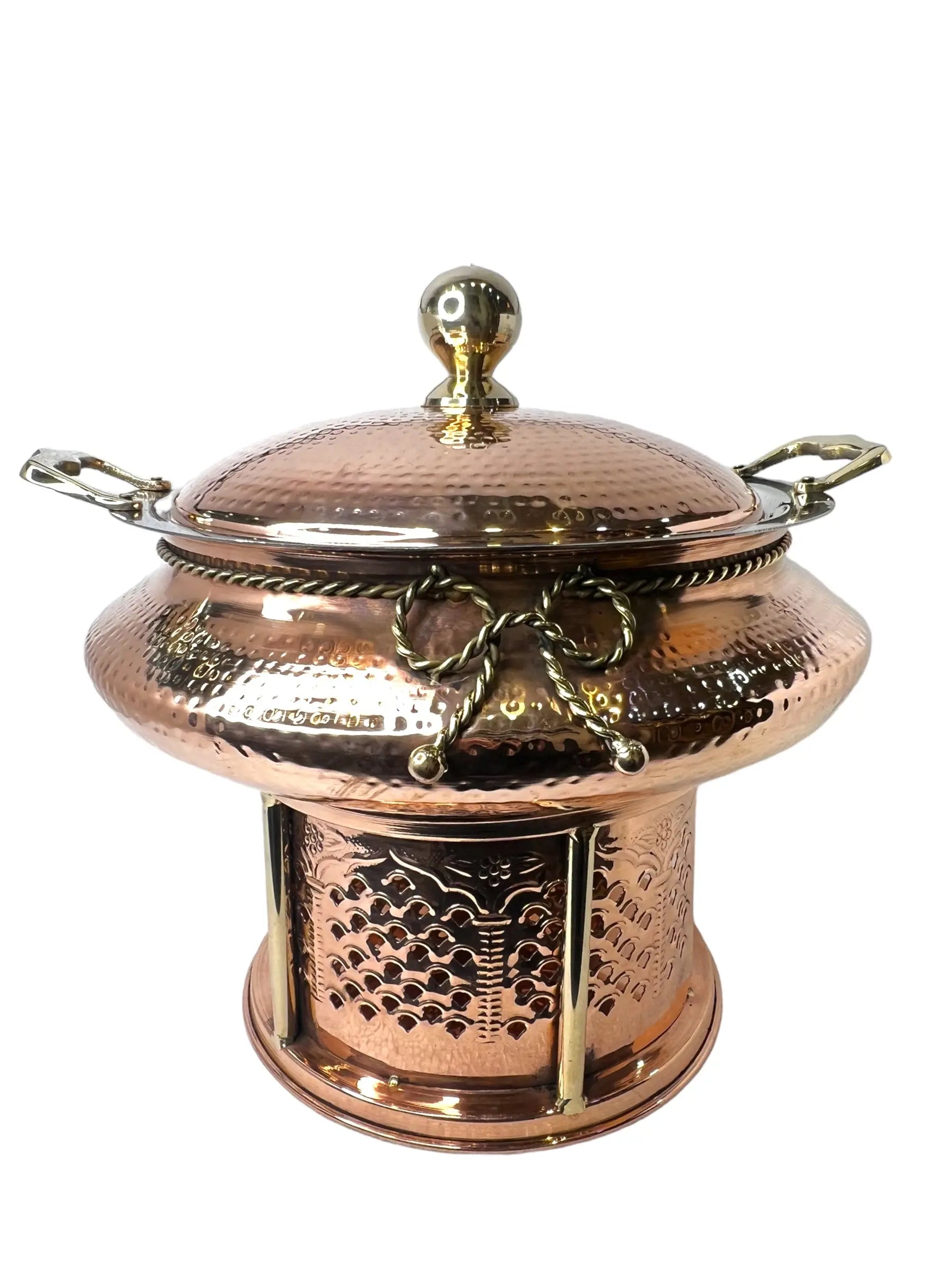 Crockery Wala And Company Copper Steel Chafing dish with traditional Indian rich look - CROCKERY WALA AND COMPANY 