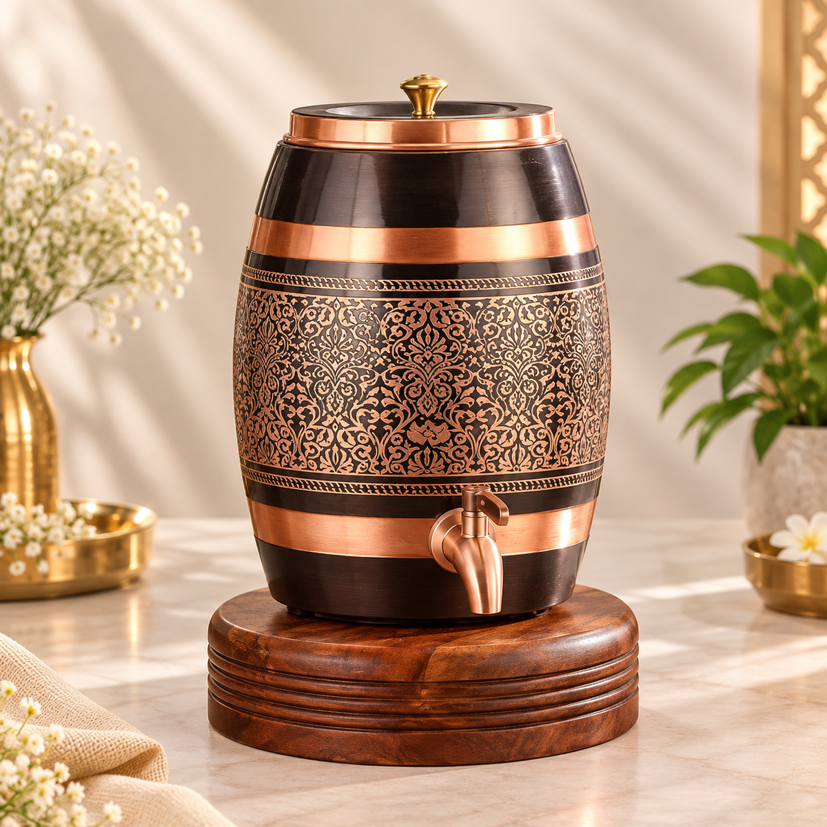 Copper Water Dispenser Antique Itching Barrel - Pure Copper